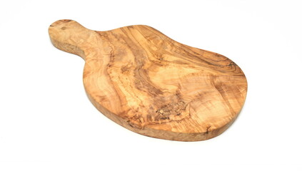 olive wood cutting board Isolated on white background