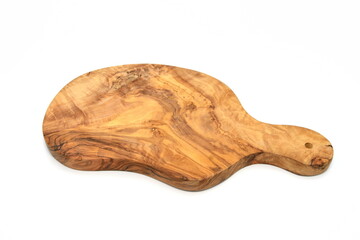 olive wood cutting board Isolated on white background