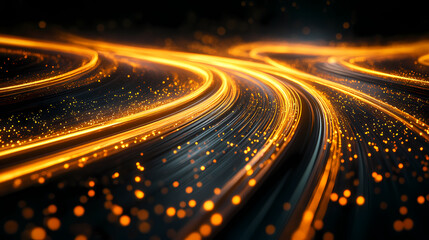 Abstract golden light beams and black lines