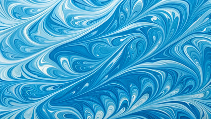 A vibrant blue marble ink pattern with fluid, swirling textures.