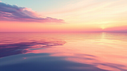 Obraz premium Pink Sunset Ocean, Calm Sea, Sky Reflection - Pastel colors