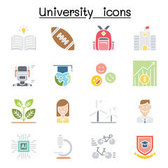 University, college, school icon set in thin line style