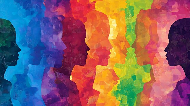 Diverse profiles, rainbow, unity, dialogue, background