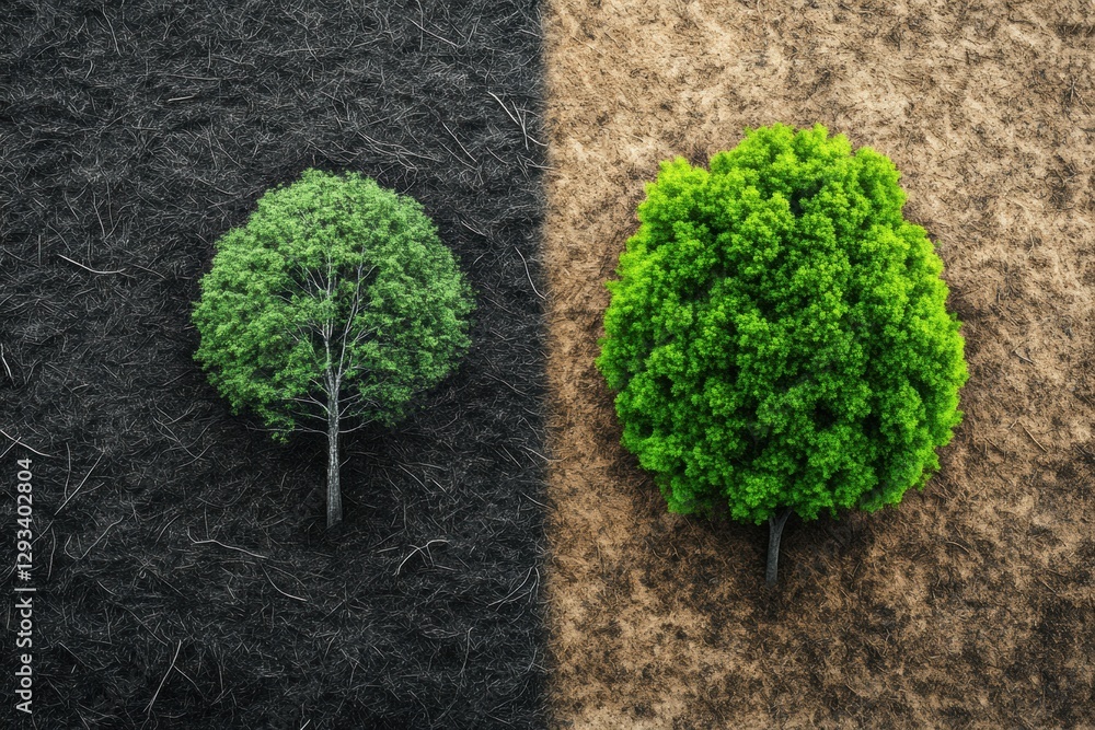 Aufkleber contrast between deforested land and thriving forest highlights the urgency of nature conservation e