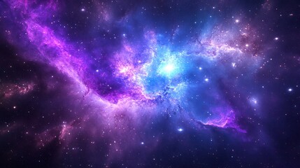 Obraz premium Cosmic Nebula Purple and Blue Gaseous Clouds. Background stars, space exploration
