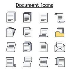 Document & File icon set in thin line style