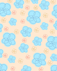 Hand drawn flower watercolor flowers pattern. Colorful hand drawn patchwork flat cartoon seamless pattern. Handmade patch work quilt style background for textile concept or fun modern backdrop design.