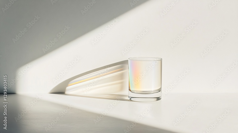 Aufkleber glass with reflection and shadow on minimalistic background