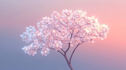 Glowing cherry blossoms at sunset, peaceful scene, nature backdrop, website design