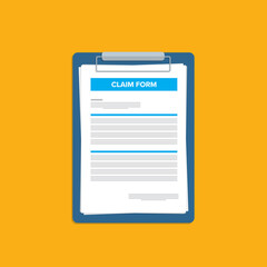 Clipboard claim form. Check list. Online claim form.