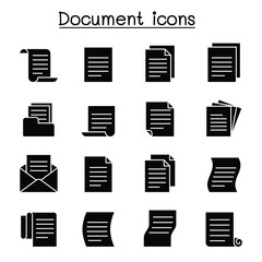 Document & File icon set in thin line style