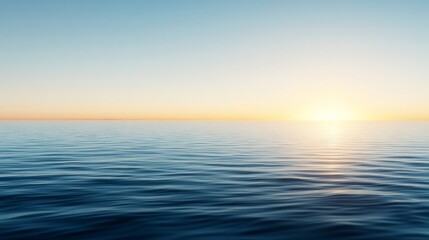 Obraz premium Serene Ocean Waves Under a Clear Sky at Sunrise Over Horizon