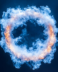 Abstract circular ring of fire and smoke