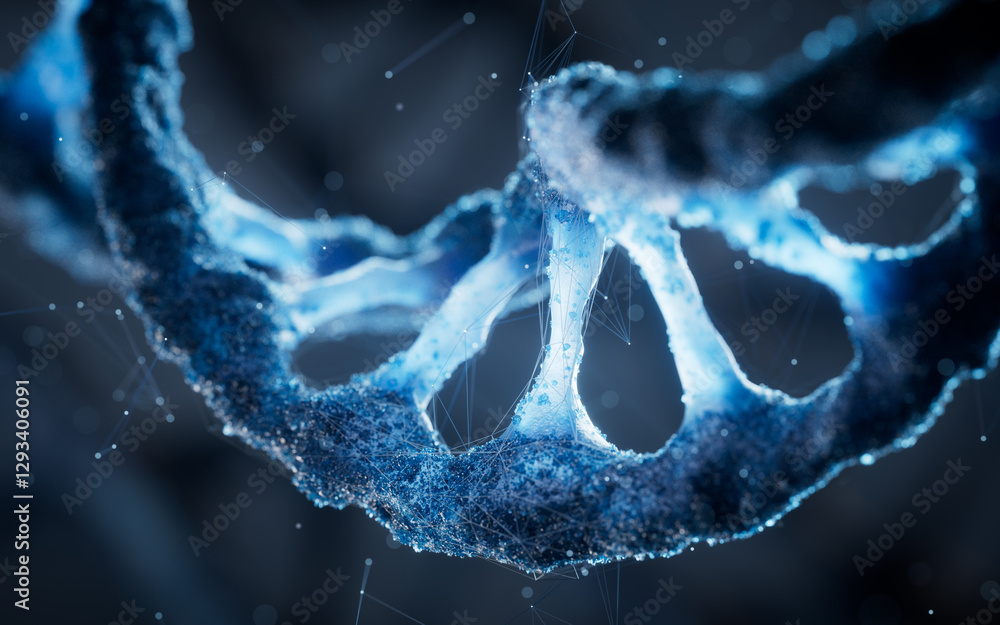 Poster biological dna structure with bioengineering concept, 3d rendering.