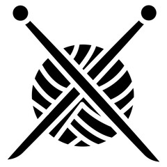 Yarn and Knitting Needles Vector Icon