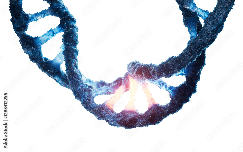 Poster biological dna structure with bioengineering concept, 3d rendering.
