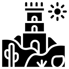Desert Ruins Tower Vector Icon