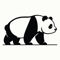 Minimalist Panda Vector Illustration - Black and White Animal Art