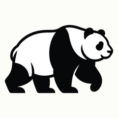 Walking Panda Vector Illustration - Black and White Wildlife Art