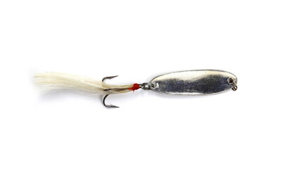 Fishing baits closeup isolated on white background