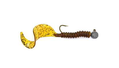 Fishing baits closeup isolated on white background