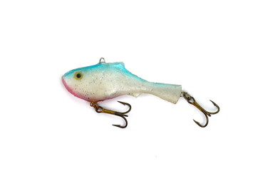 Fishing baits closeup isolated on white background
