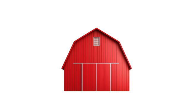 Rustic red barn on green and white plaid background, a charming blend of country modern design