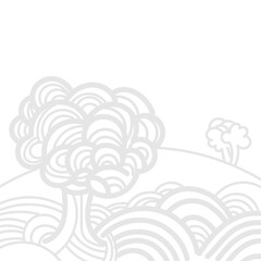 abstract background with flowers and clouds in monochromatic style