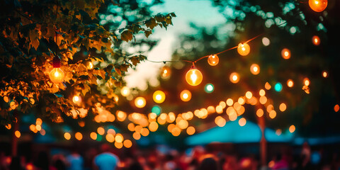 Guirlande lumineuse dans le jardin, guiguette