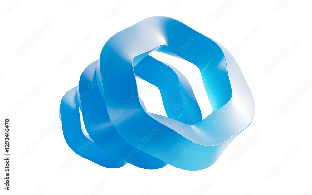 Poster abstract blue hexagonal geometry, 3d rendering.