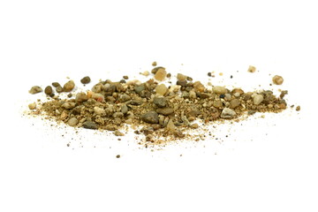 Gravel isolated. Pile sand isolated on white background.