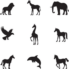 Obraz premium animals silhouettes vector file100% fully Editable 