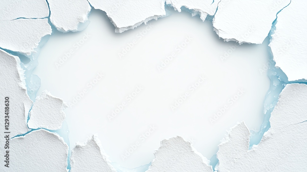 Aufkleber white torn paper background with jagged edges forming a frame, perfect for text or design insert.