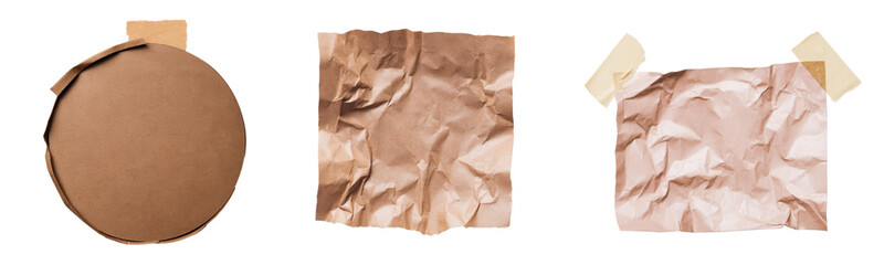 brown paper textures, isolated on white background