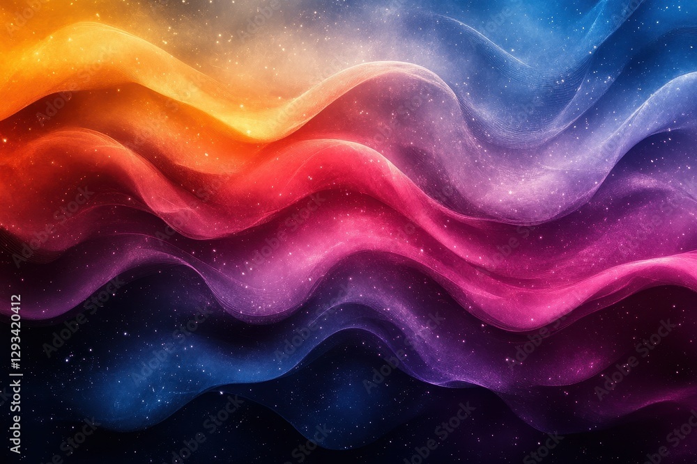 Poster colorful waves of light create a vibrant abstract background filled with dynamic fluid patterns and 