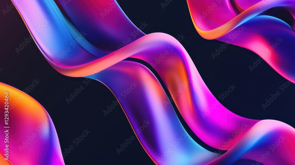 Poster dynamic colorful waves in abstract art digital creation vibrant background contemporary artistic per