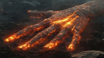 Naklejka premium Titan's fiery hand: Lava touch 