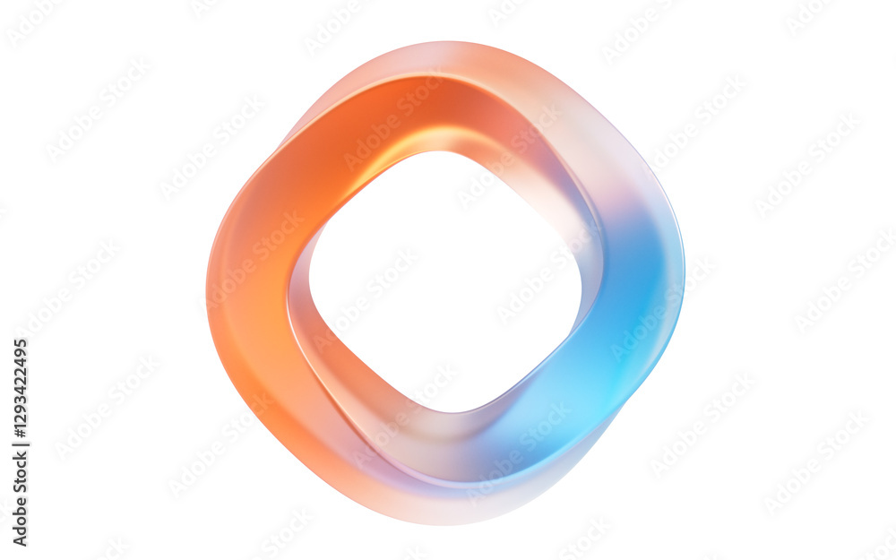 Poster abstract curve square geometry frame, 3d rendering.