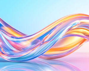 Abstract iridescent liquid flow curves