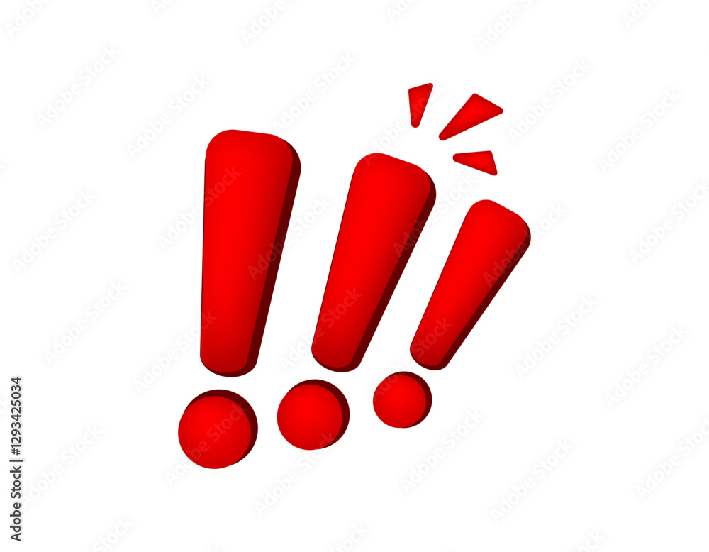 Poster a vibrant display of three red exclamation marks, emphasizing urgency and attention.