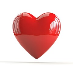 3D Render of a Shiny Red Heart on White Background