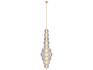 Killarney  Layered Entry Chandelier - Elegant Lighting Fixture Against Black Background