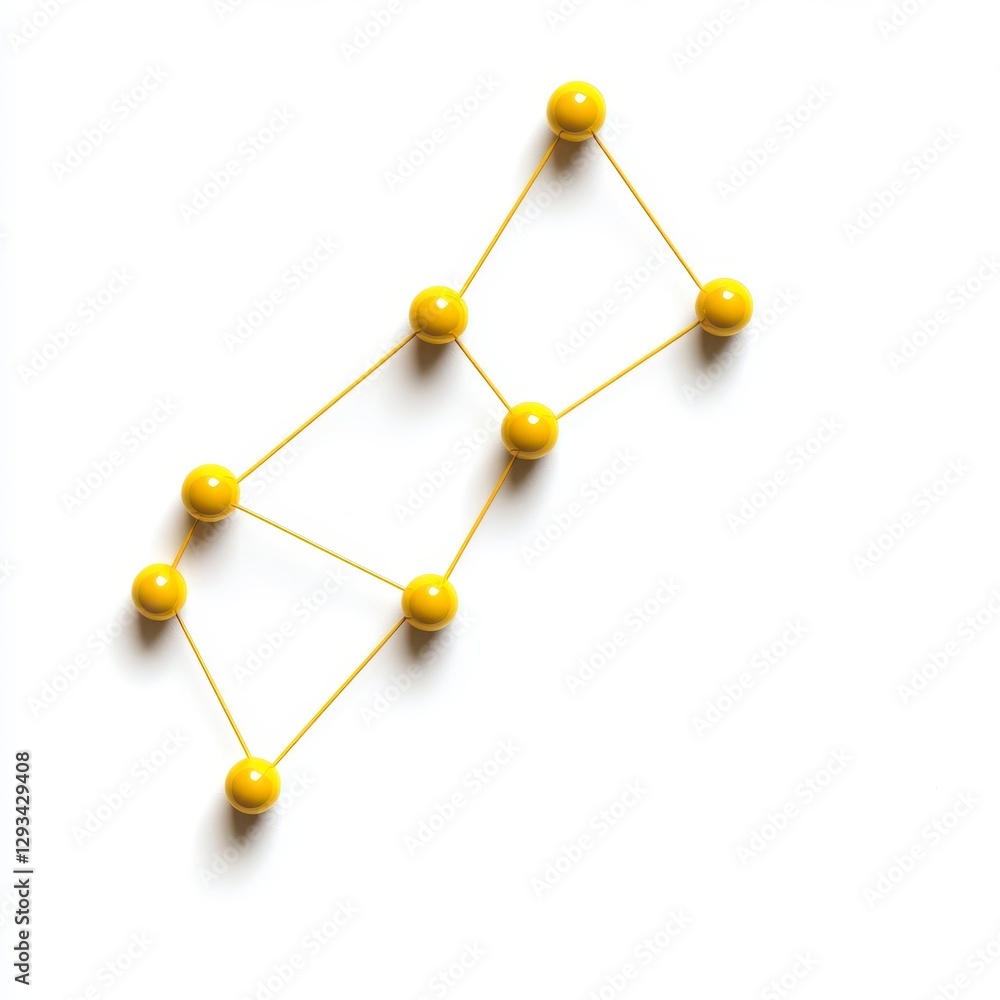 Aufkleber abstract image of interconnected yellow spheres on a white background. simple, clean design with a n
