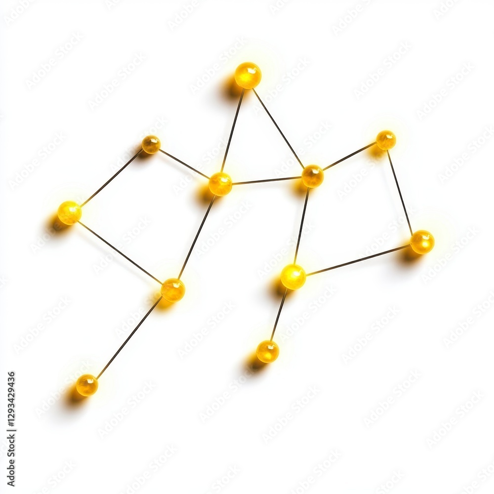 Aufkleber abstract image of interconnected yellow spheres and thin black lines against a white background. the