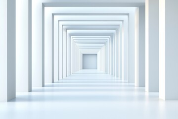 Fototapeta premium Exploring infinite perspectives abstract architecture in a minimalist white corridor