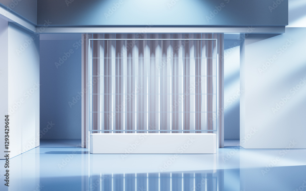 Poster empty building structure with creative geometries, 3d rendering.