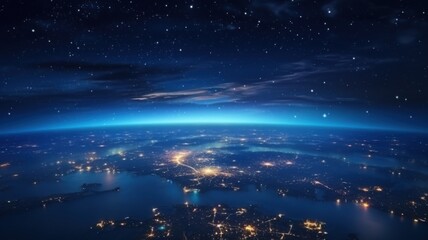 Fototapeta premium Stunning earth view from space global perspective aerial image nighttime wide angle planetary beauty