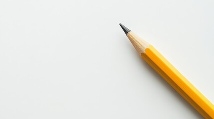Yellow Pencil on White: Top View Workspace 