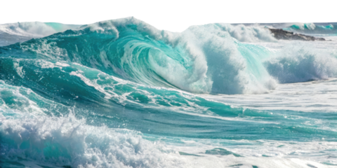 Blue ocean wave splashing, cut out
