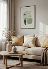 Minimalist interior design of modern living room. 